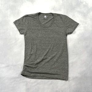Woman’s Large American Apparel “The Track Shirt” Heather Gray 50/25/25 Tri-Blend